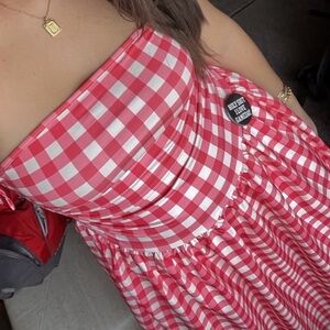 FANCY Red Checkered Maxi Dress